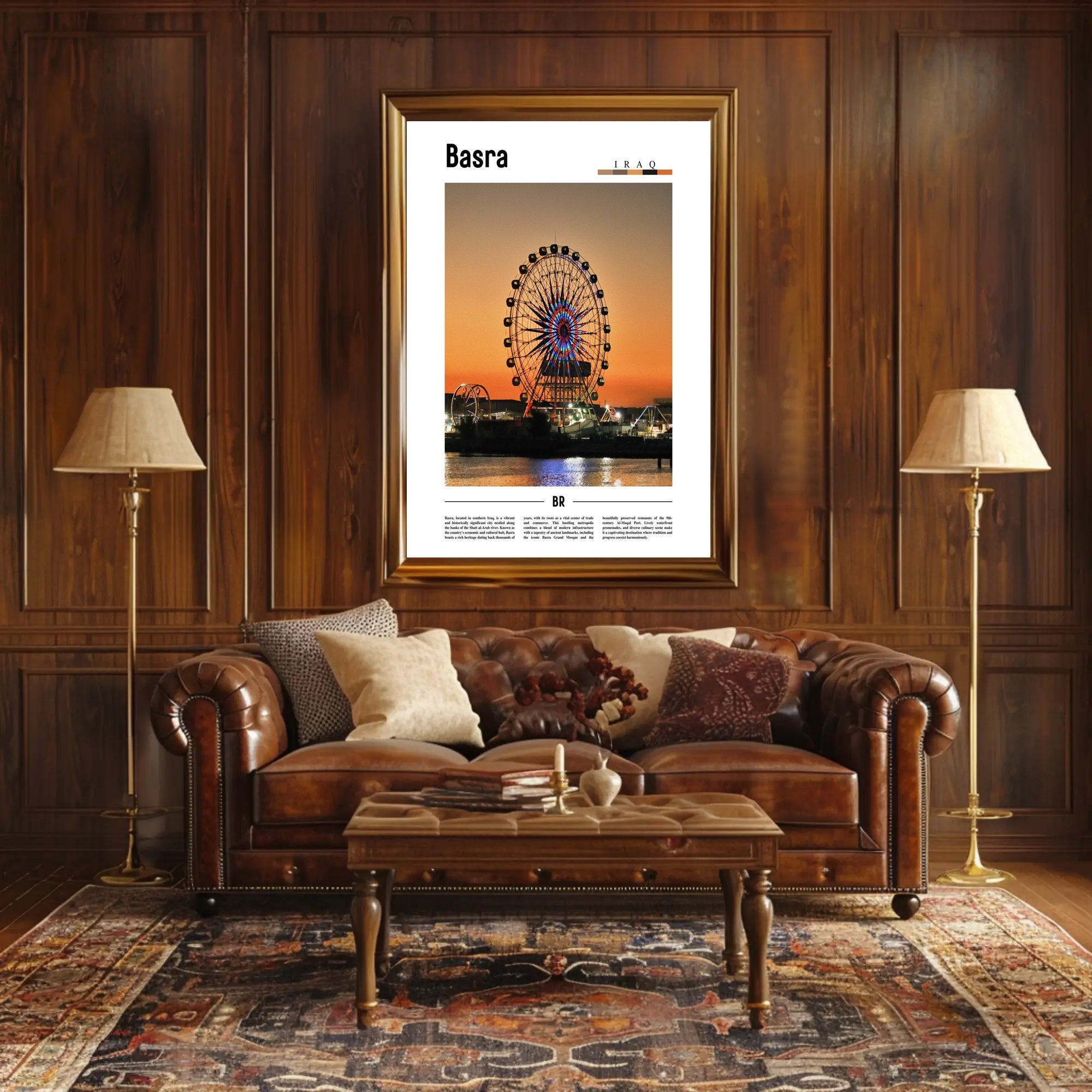 Basra Evening Ferris Wheel Urban or Cityscape Poster PosterGoat