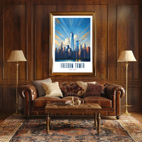 Freedom Tower NYC Skyline City Poster Modern Wall Art