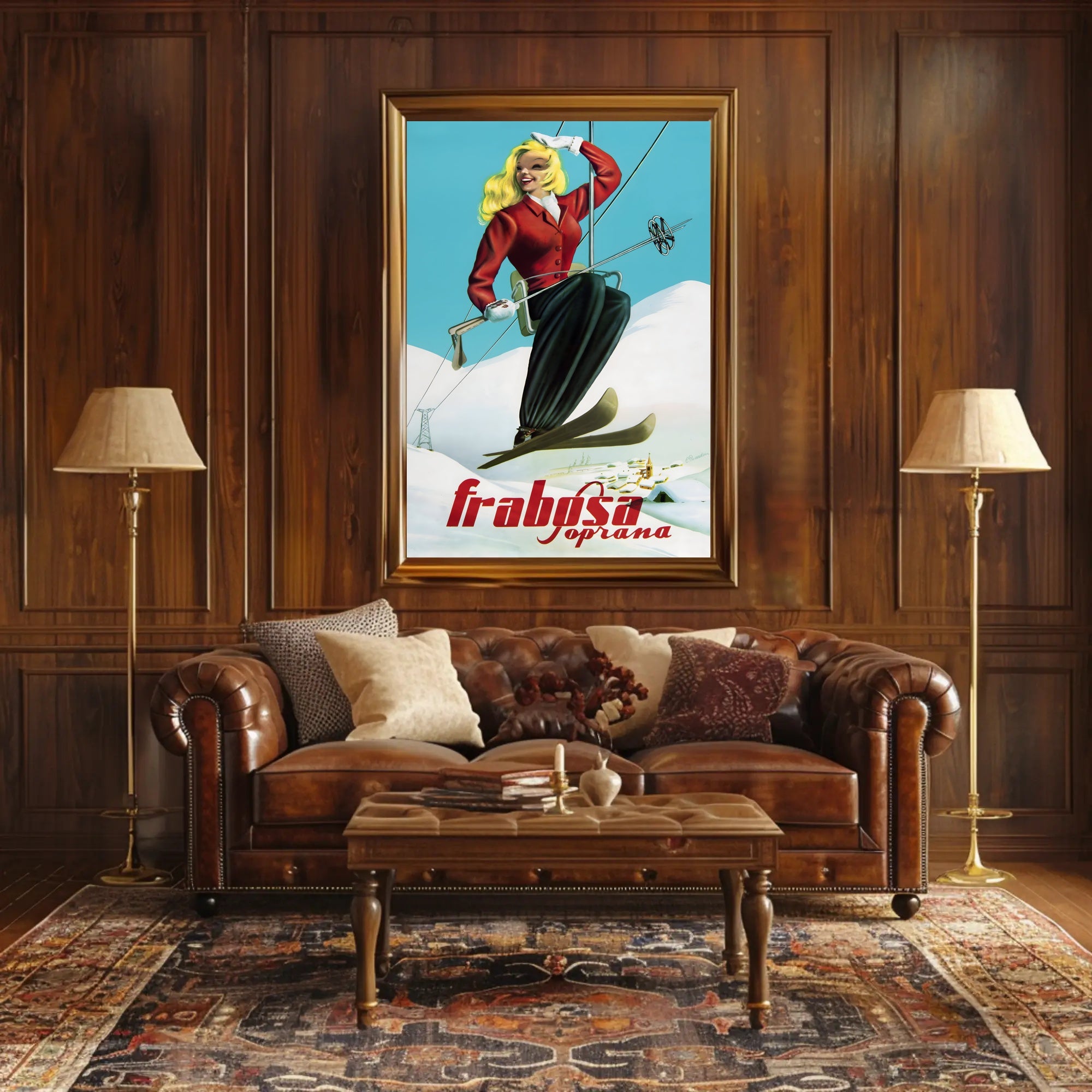 Vintage Alpine Ski Lift Adventure Travel Poster PosterGoat