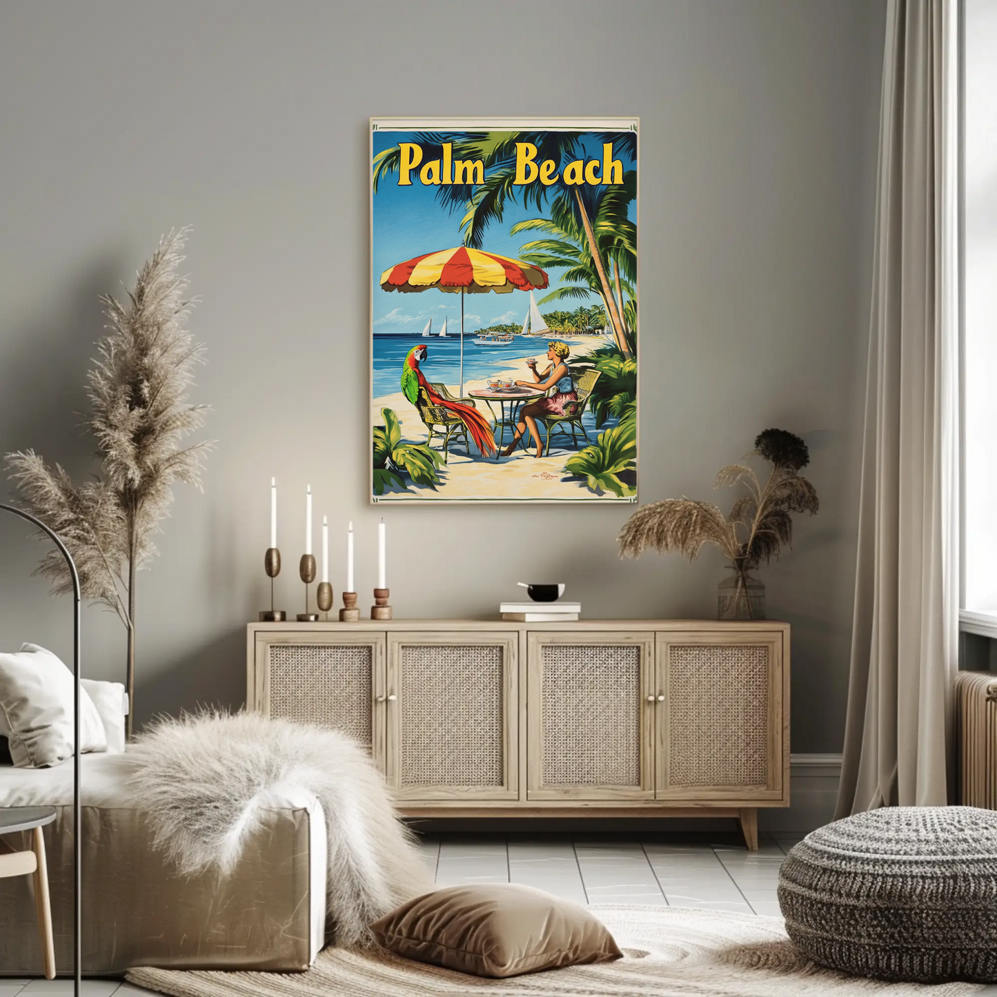 Palm Beach Vintage Poster Cafe Scene