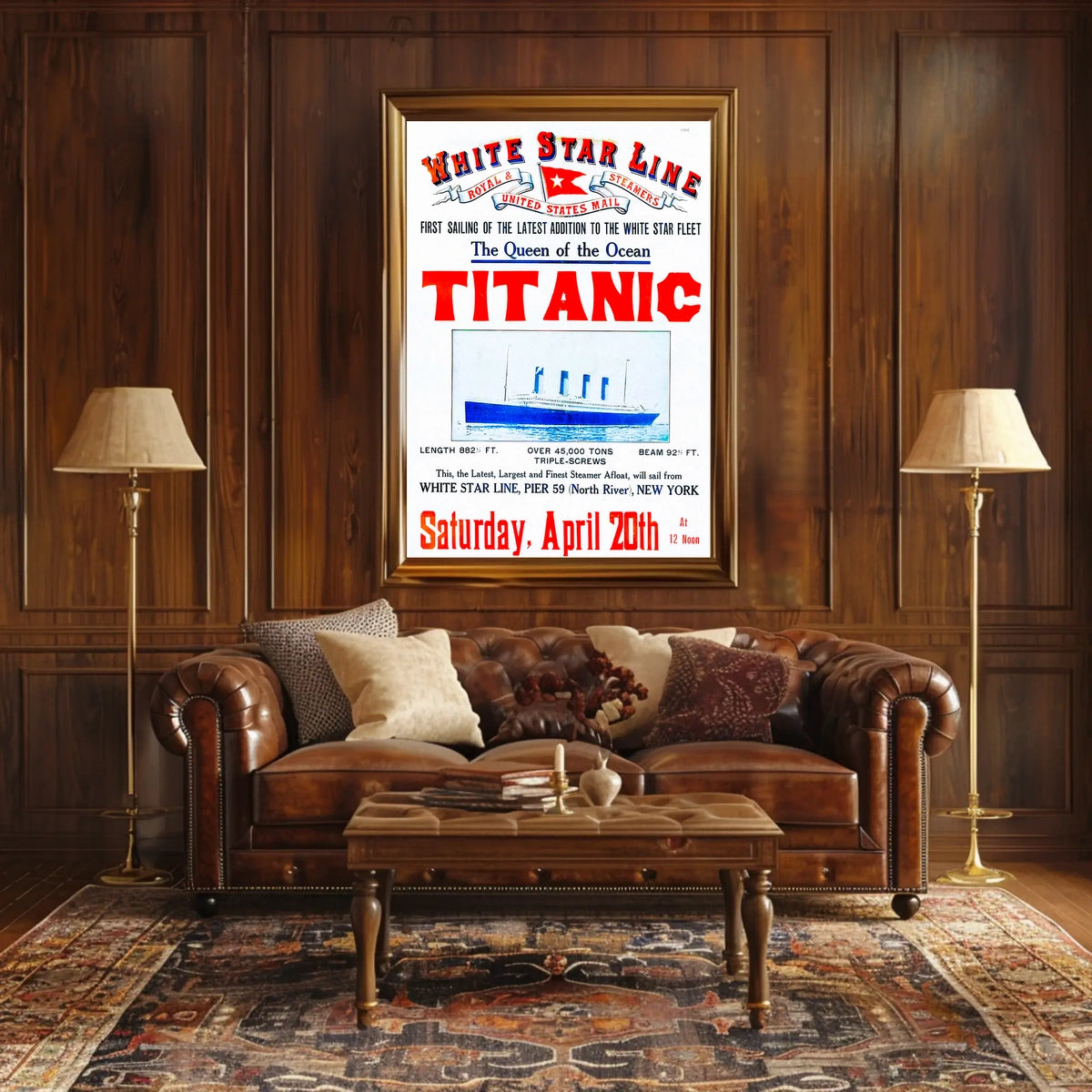 Titanic Grand Inaugural Voyage Poster Vintage Wall Art