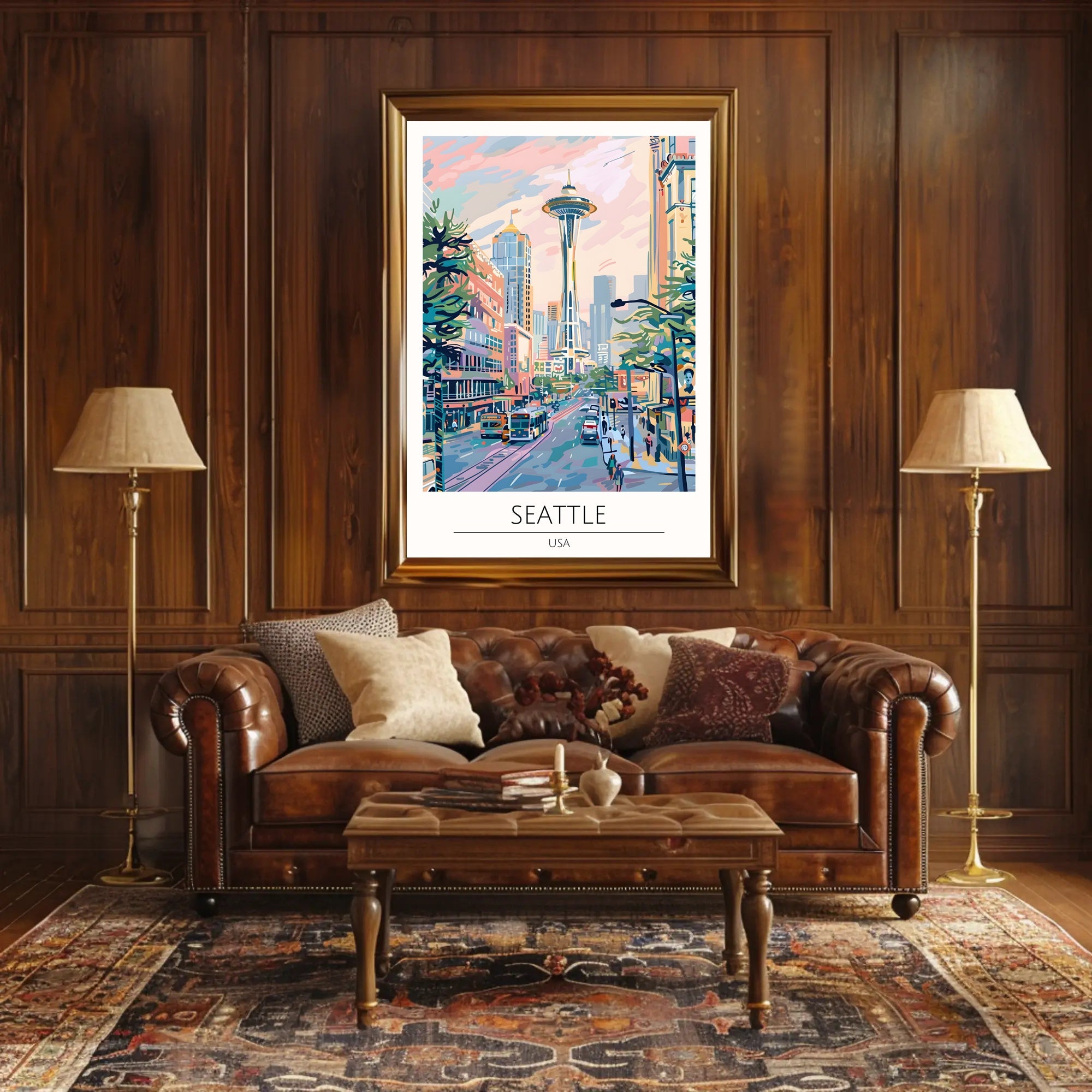 Seattle Cityscape Poster PosterGoat
