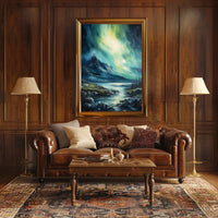 Northern Lights Over Majestic Mountains Poster