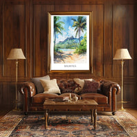 Mauritius Watercolor Landscape Travel Poster PosterGoat