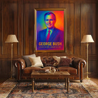 George H. W. Bush 41st President of the United States Neon Gradient Overlay Poster