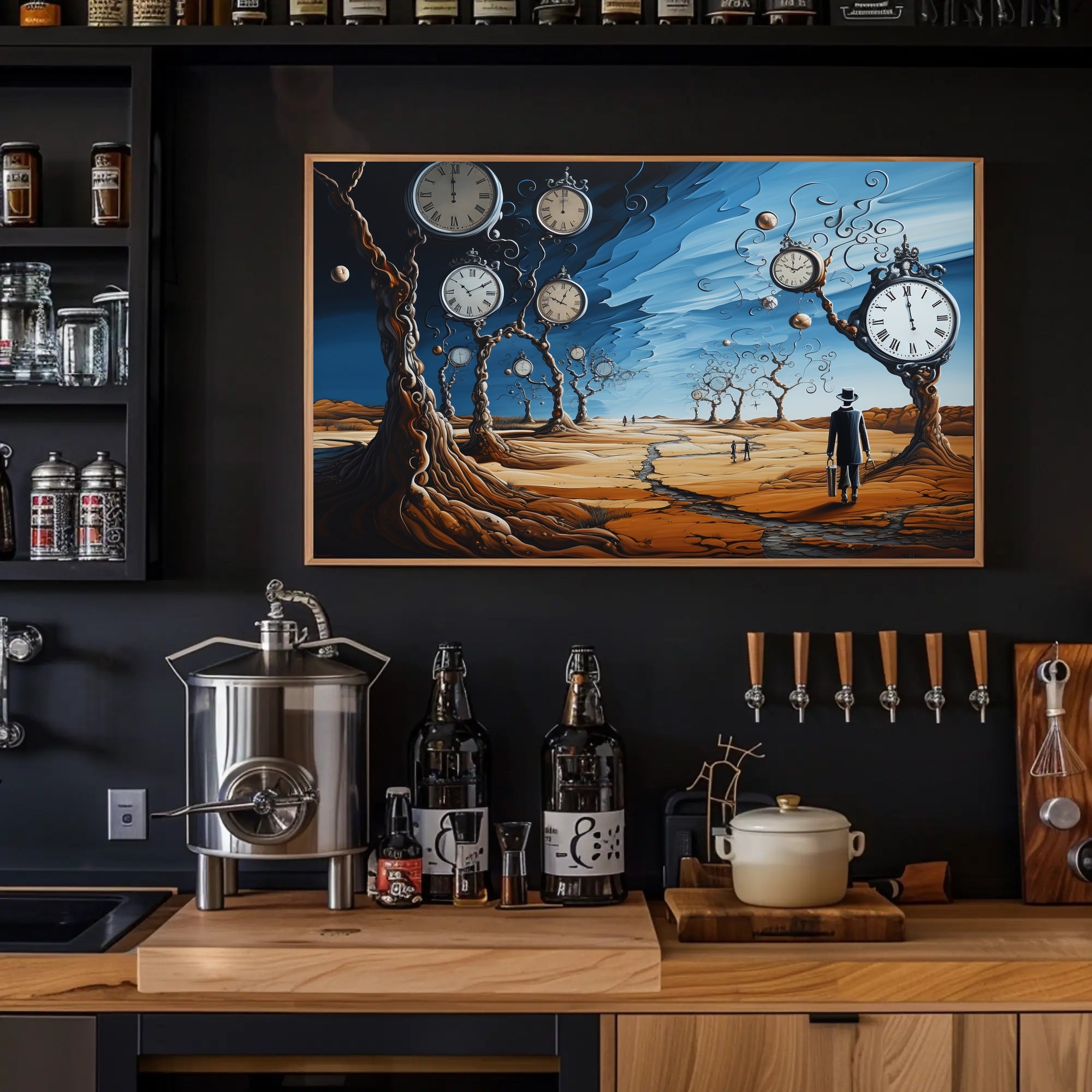 Surreal Barren Landscape with Clocks Artistic Poster