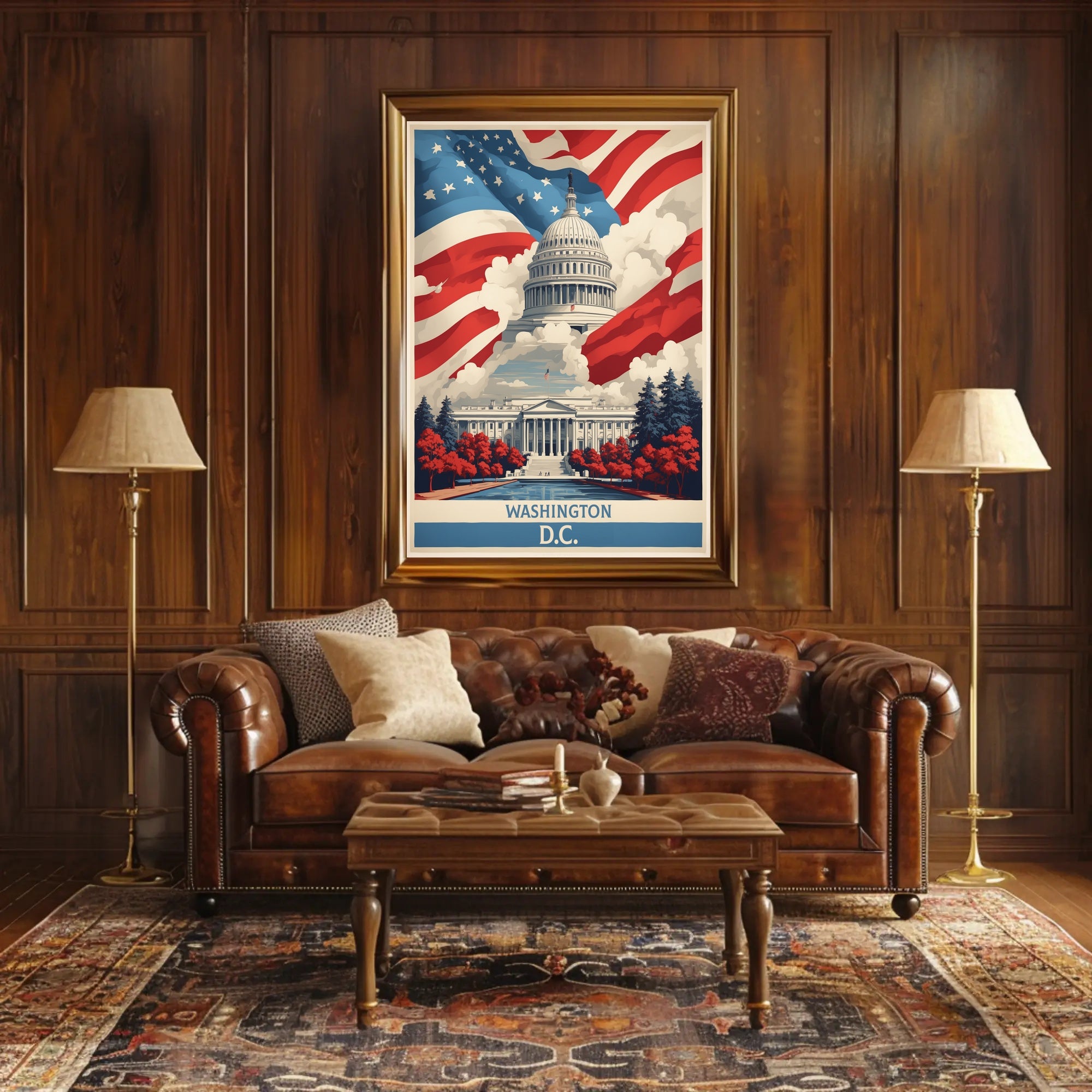 United States Capitol Vintage Artistic Patriotic Political Poster