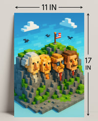 Pixel Presidents on Mount Rushmore Poster PosterGoat