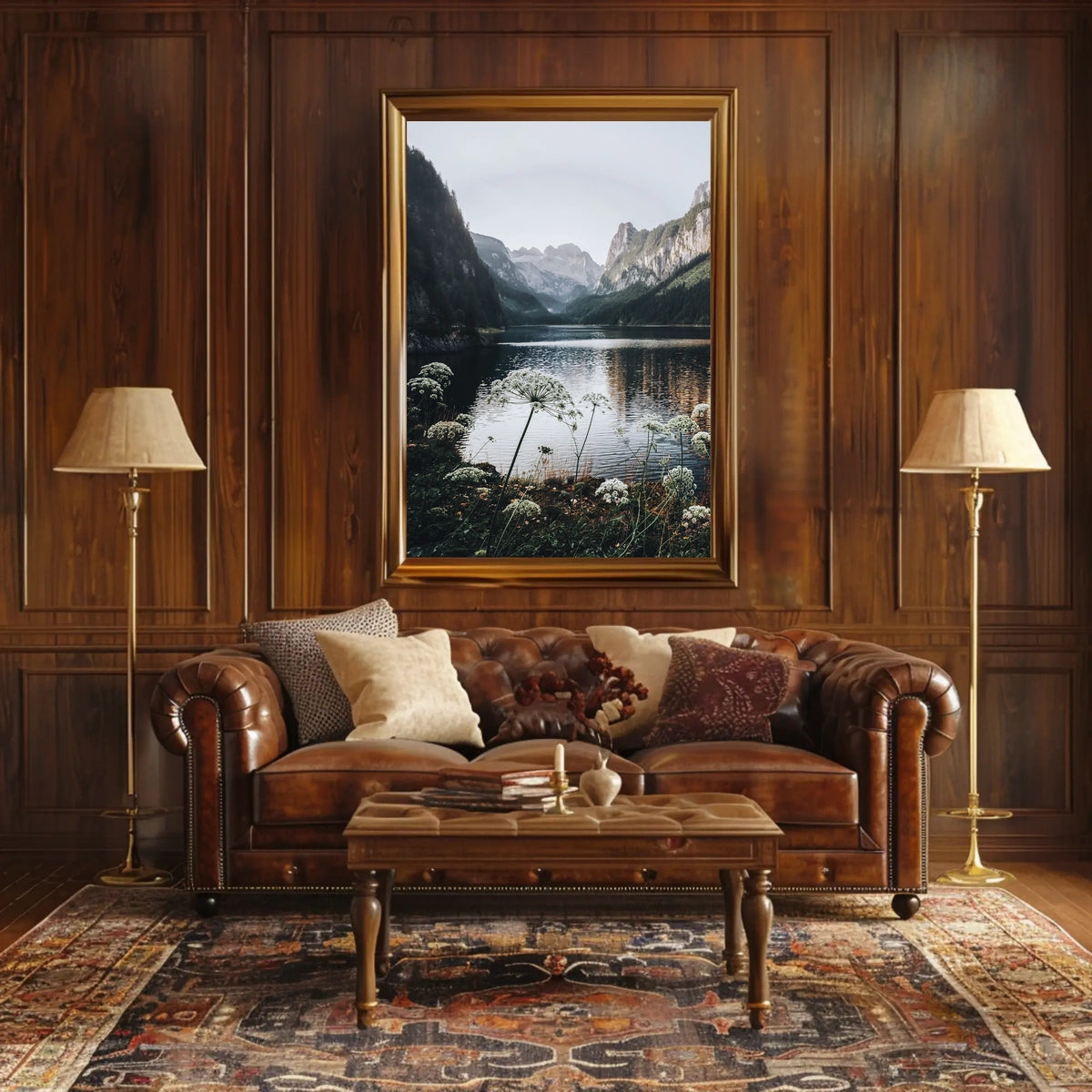 Majestic Mountain Landscape Poster with Tranquil Lake