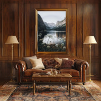 Majestic Mountain Landscape Poster with Tranquil Lake