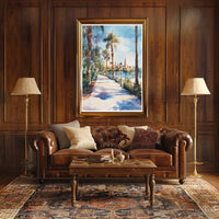 Serene Riverside Promenade Poster PosterGoat