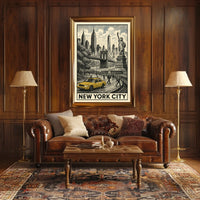 New York City Vintage Landmarks Poster Classic Skyline