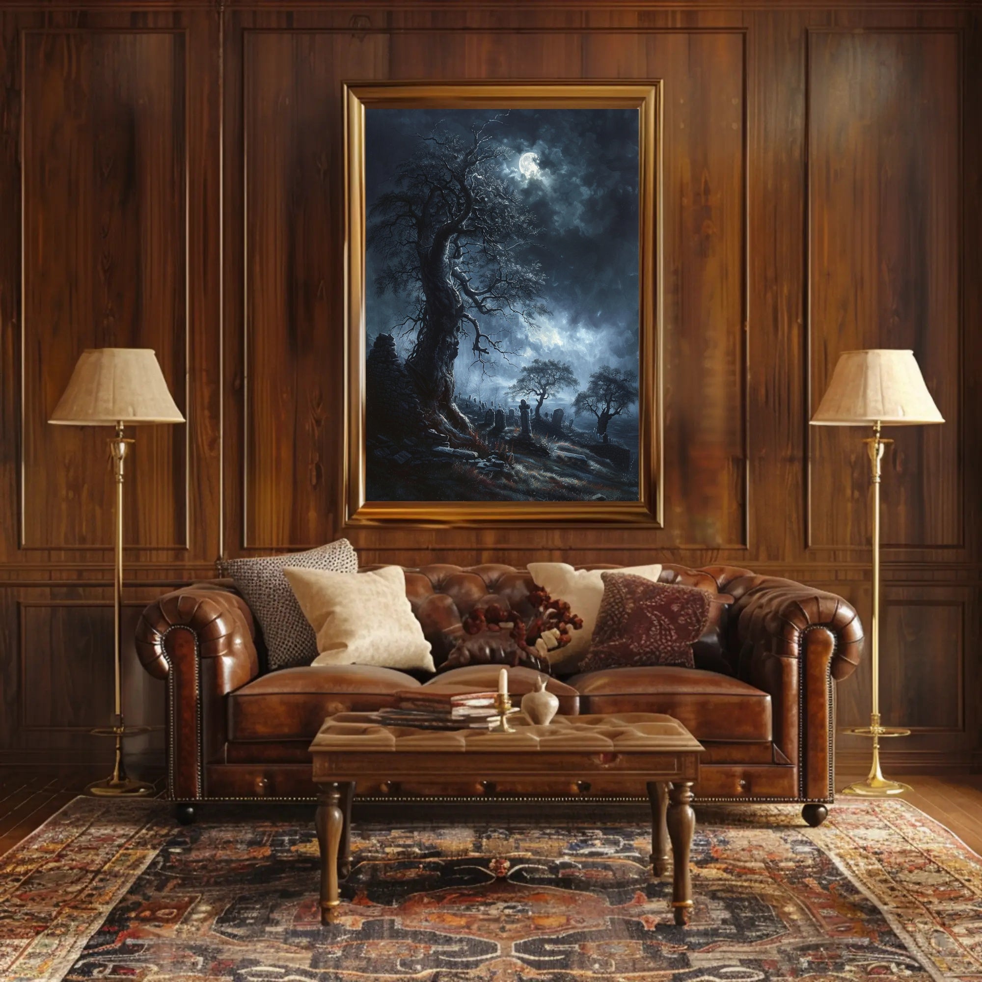 Eerie Graveyard Scene Gothic Art Poster PosterGoat