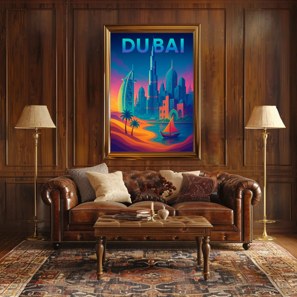 Dubai Dreamscape Skyline Poster For Travel Art Lovers Decor