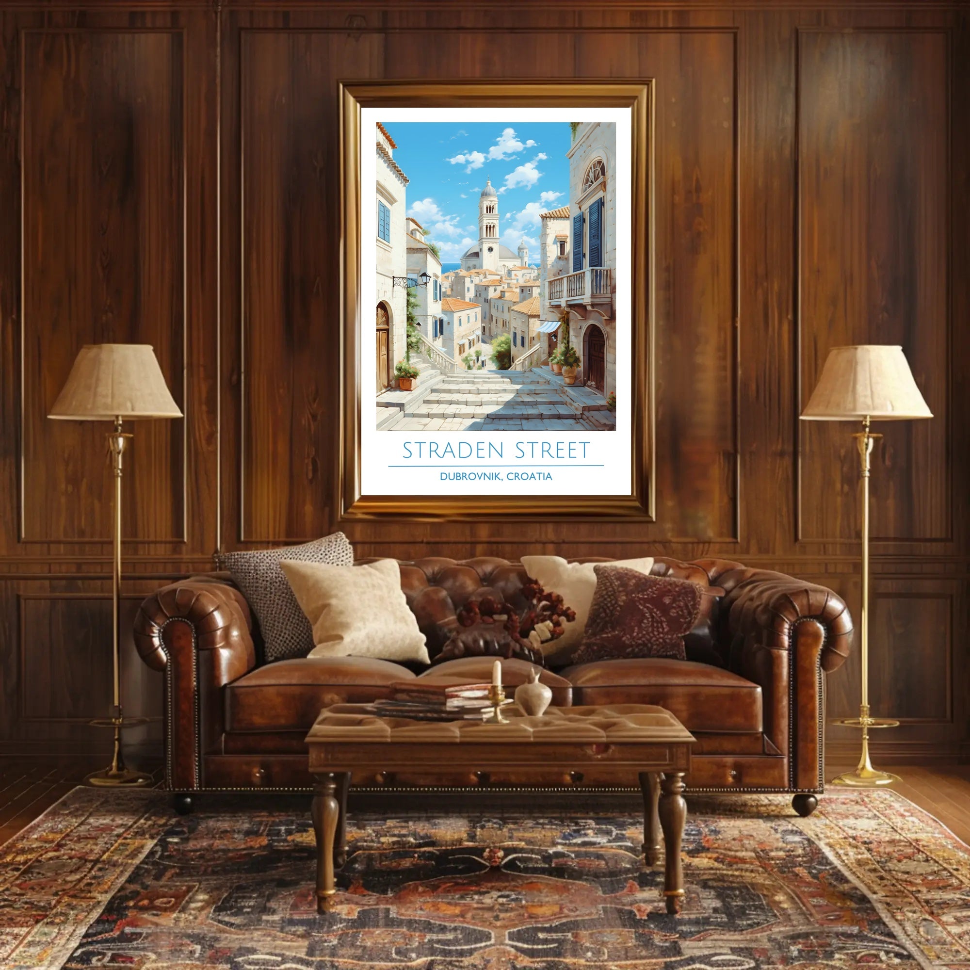 Dubrovnik Straden Street Travel Scene Poster