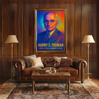 Harry S. Truman 33rd President of the United States Neon Gradient Overlay Poster
