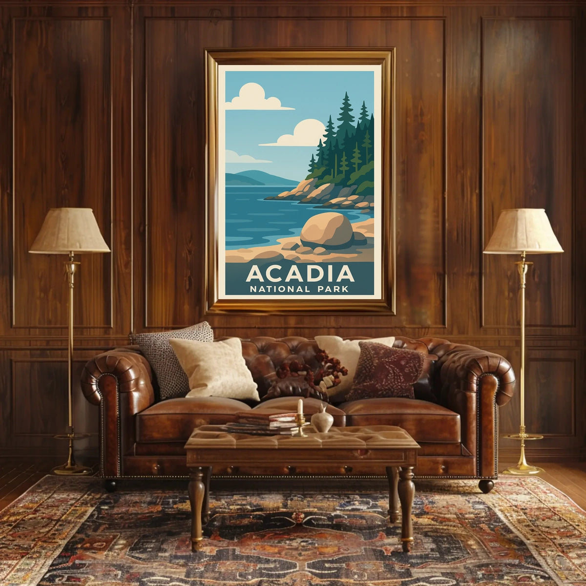 Acadia National Park Vintage Wanderlust Poster