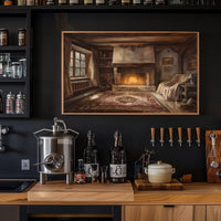 Cozy Rustic Cabin Fireplace Illustration Poster