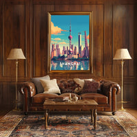 Shanghai Skyline Illustration Poster