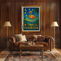 Florida Flamingo Tropical Travel Poster