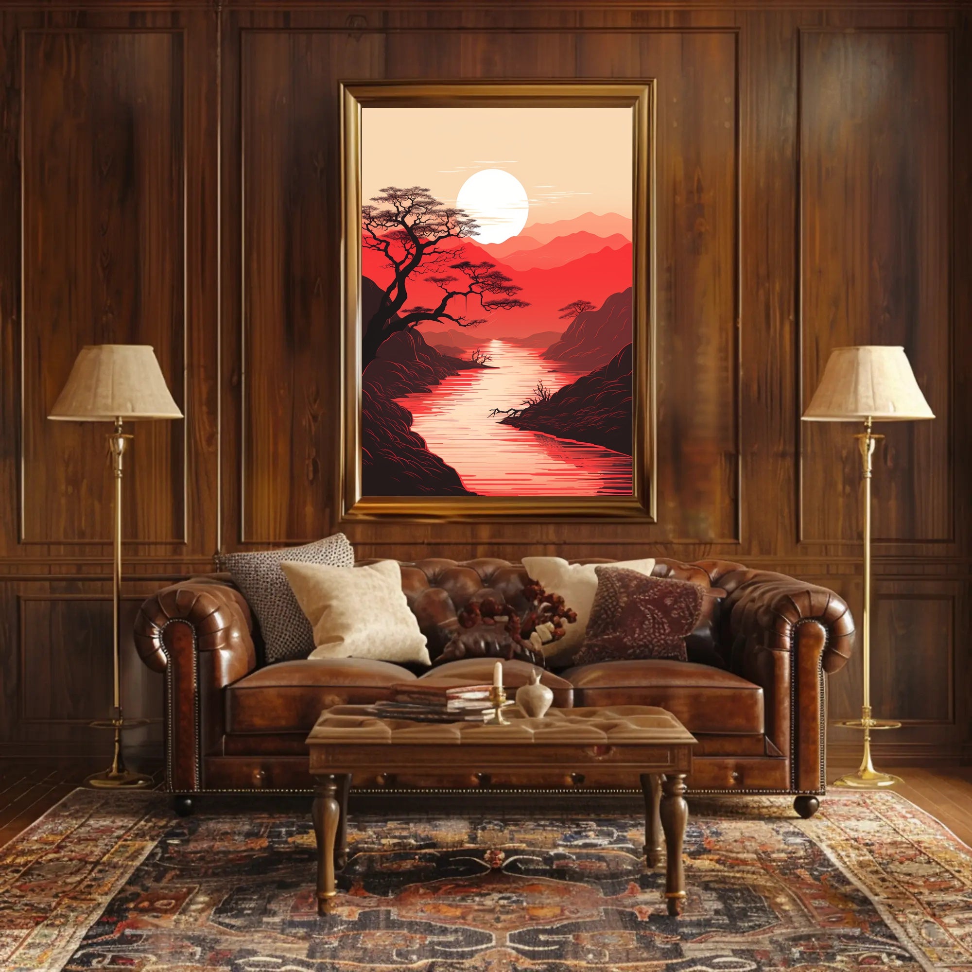 Tranquil Sunset Over Red Mountains Poster
