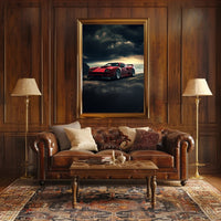 Red Supercar at Sunset Poster PosterGoat