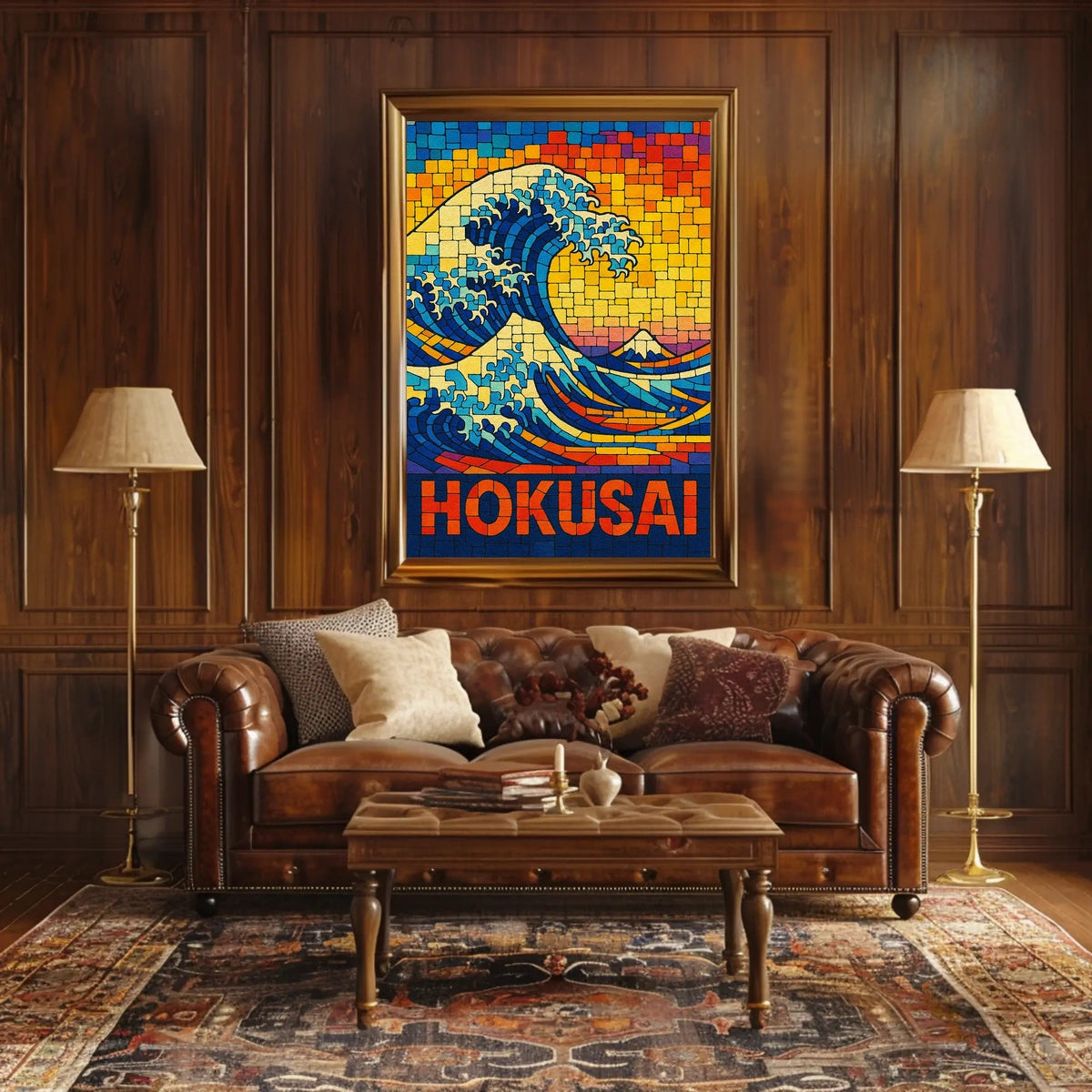 Hokusai Wave Mosaic Poster