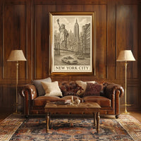 Timeless New York City Poster Vintage Sepia Urban Art Fans