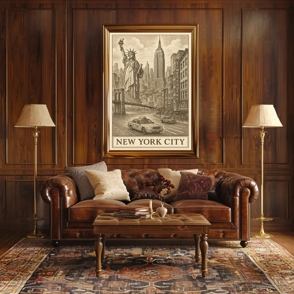 Timeless New York City Poster Vintage Sepia Urban Art Fans