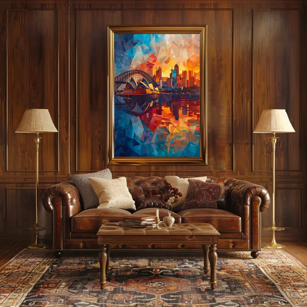 Sydney Opera House Mosaic Art Poster Vibrant Colors