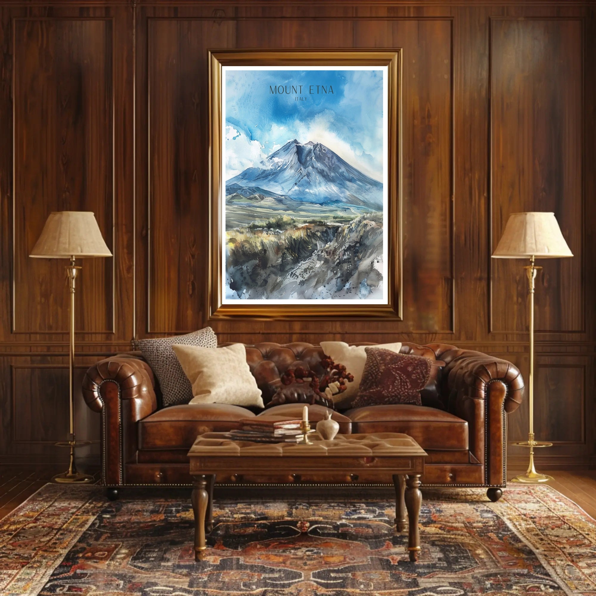 Mount Etna Illustration Poster PosterGoat