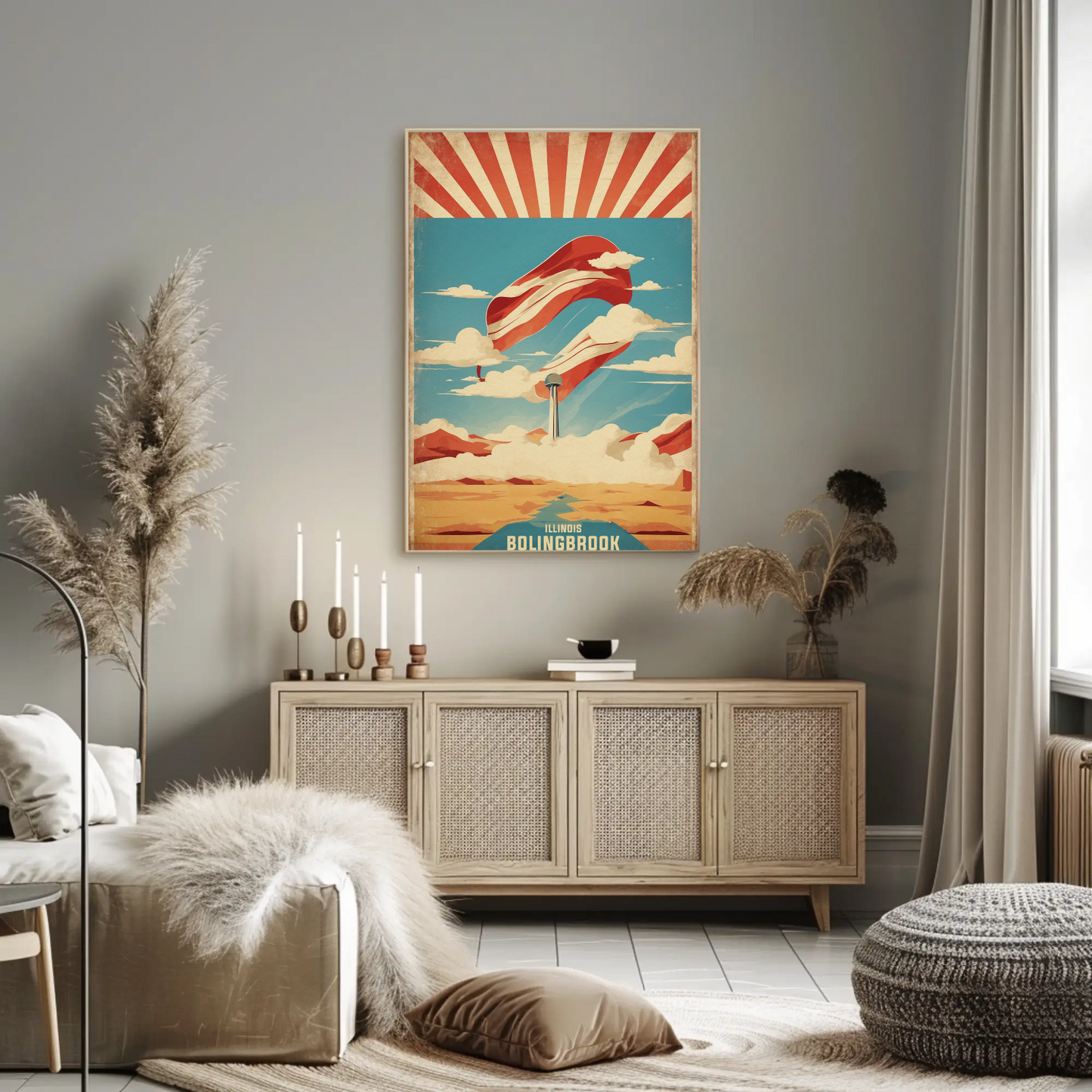 Bolingbrook Illinois Cityscape Art Print Vintage Travel Poster