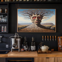 Surreal Tree Face in a Mystical Desert: Artistic Poster