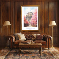 Edinburgh Castle Blossoms: Travel Art Poster PosterGoat