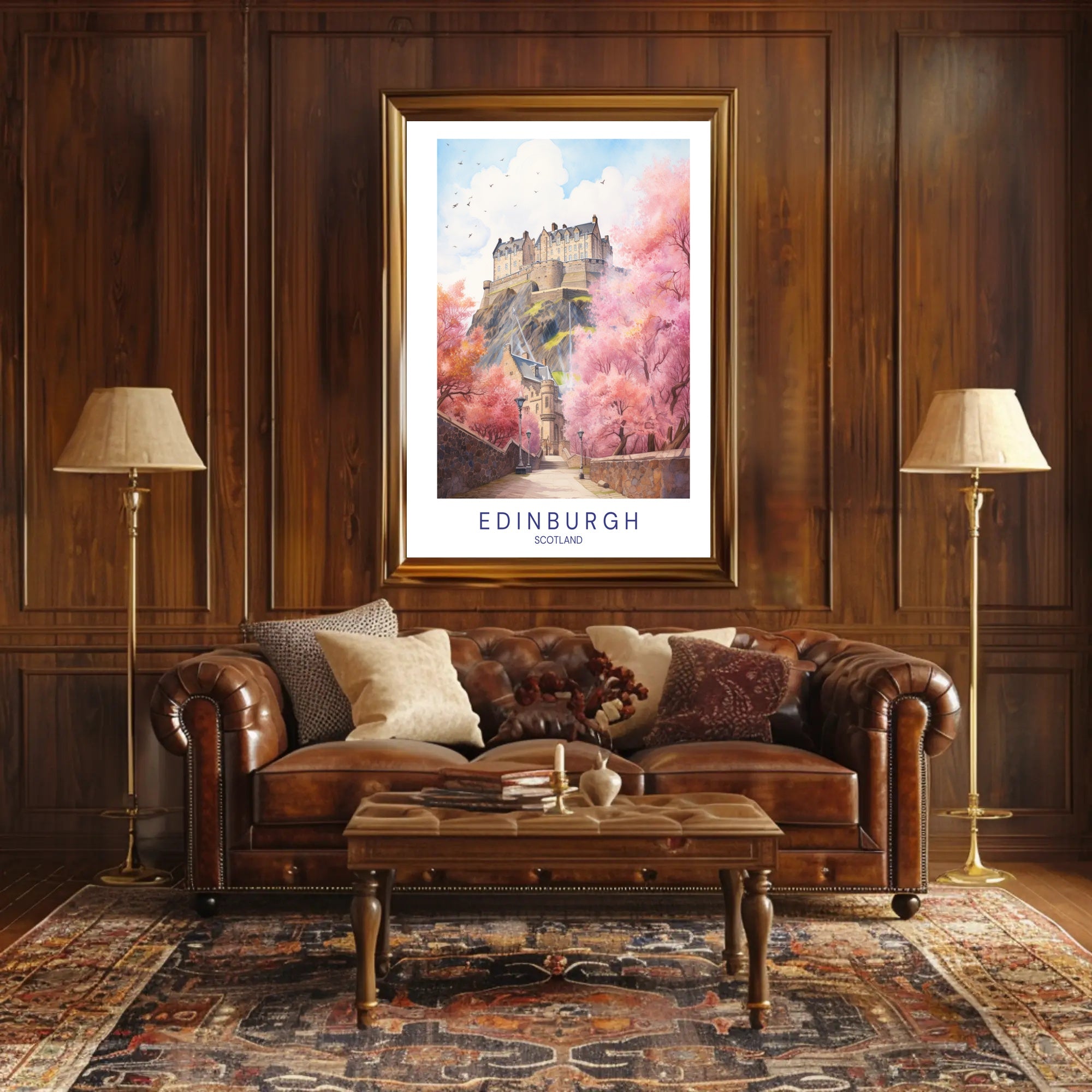 Edinburgh Castle Blossoms: Travel Art Poster PosterGoat