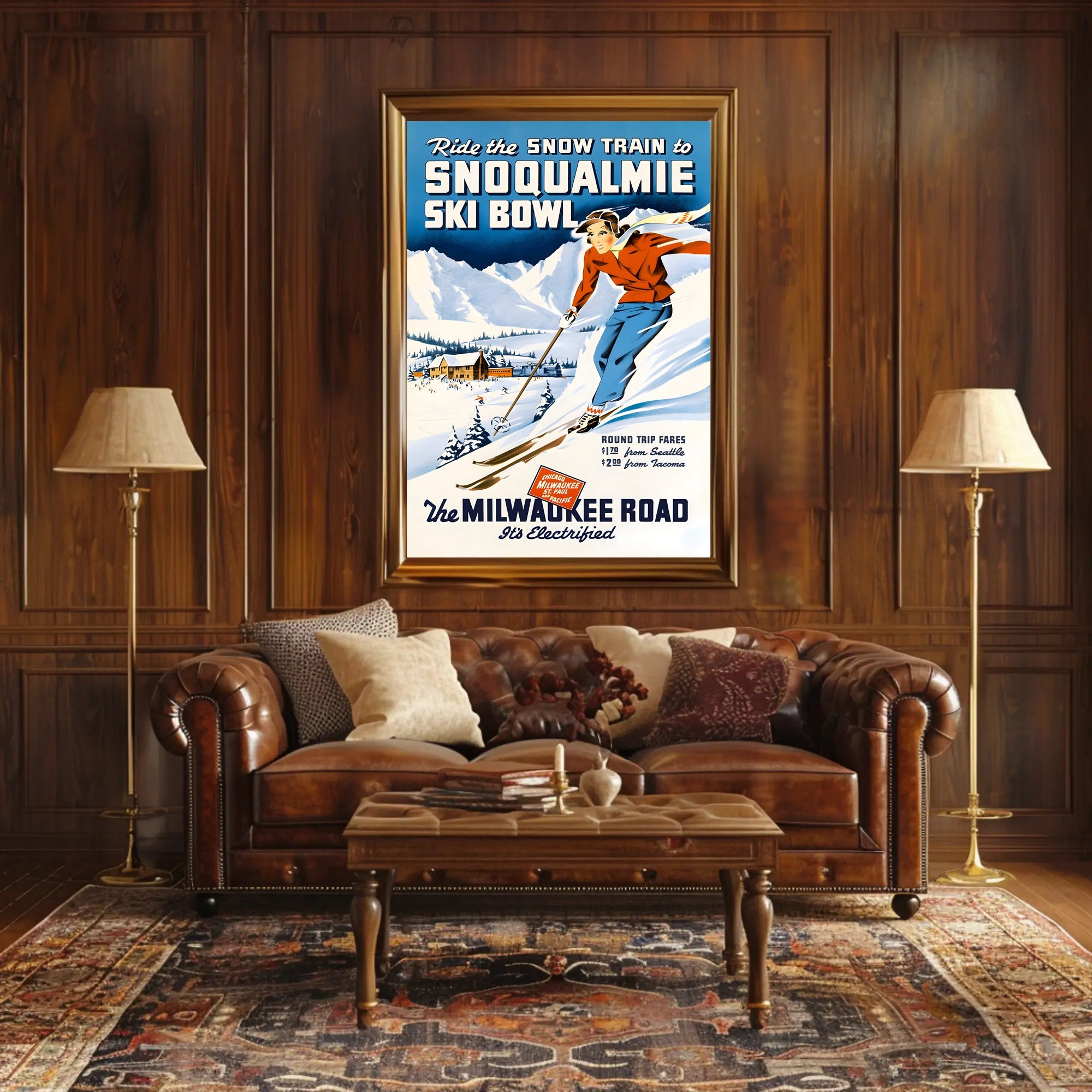 Vintage Snoqualmie Ski Bowl Adventure Travel Poster PosterGoat