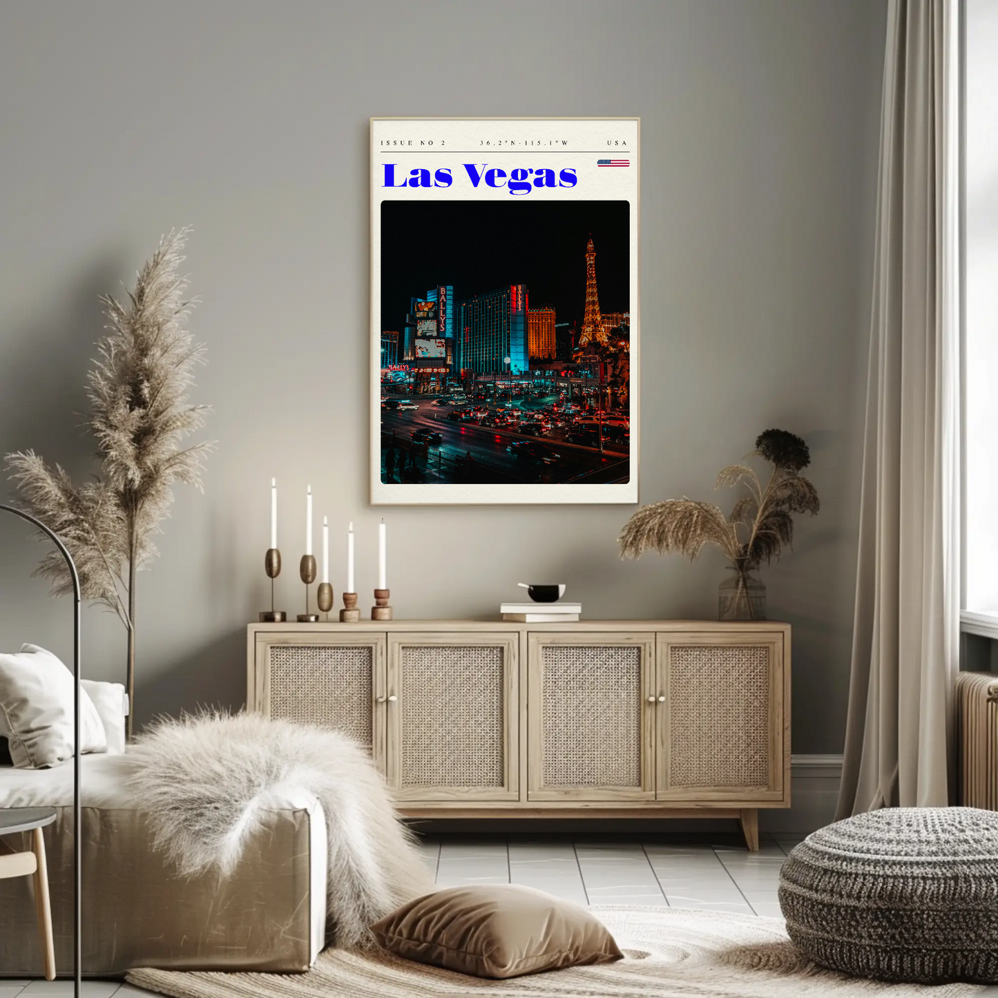 Vintage Poster Las Vegas Strip Night Lights