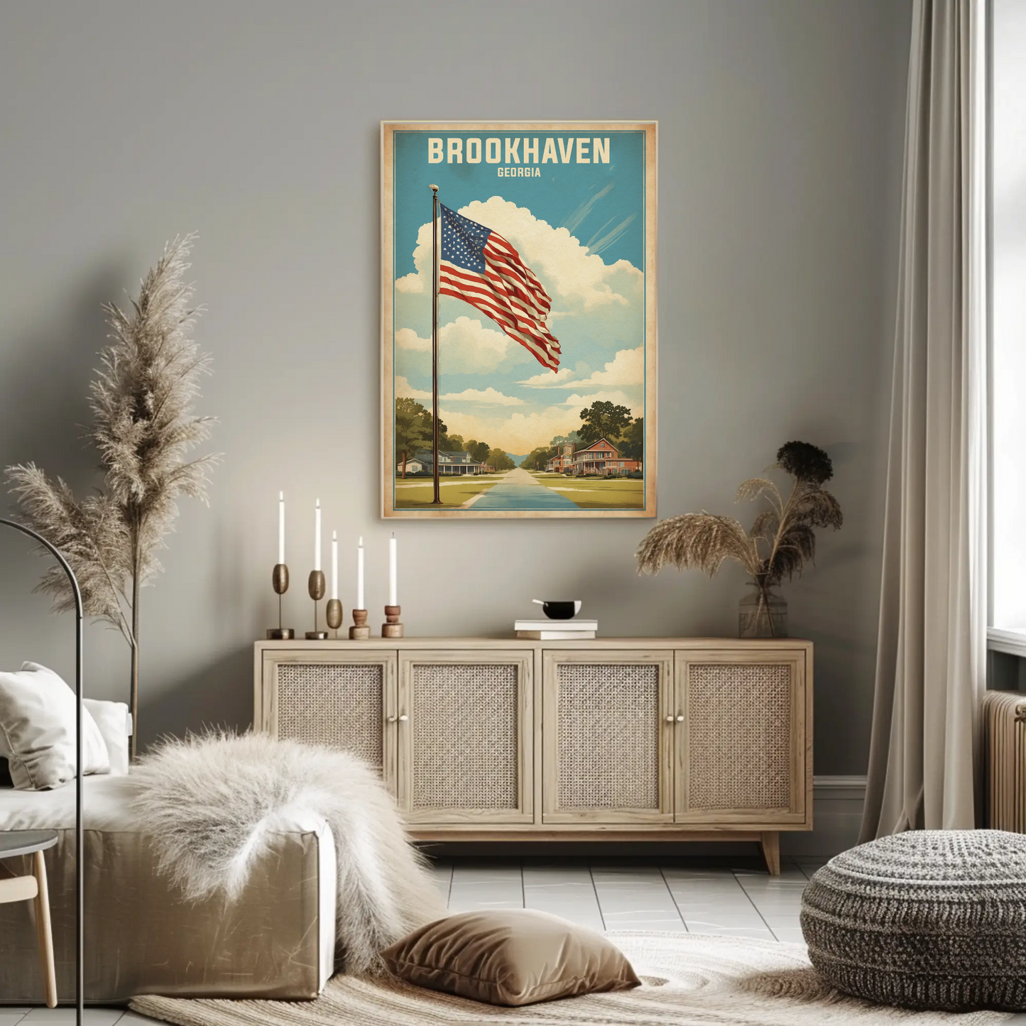 Brookhaven Georgia American Scene Art Vintage Travel Poster
