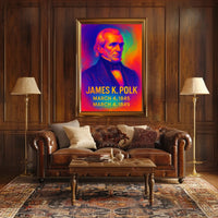 James K. Polk 11th President of the United States Neon Gradient Overlay Poster