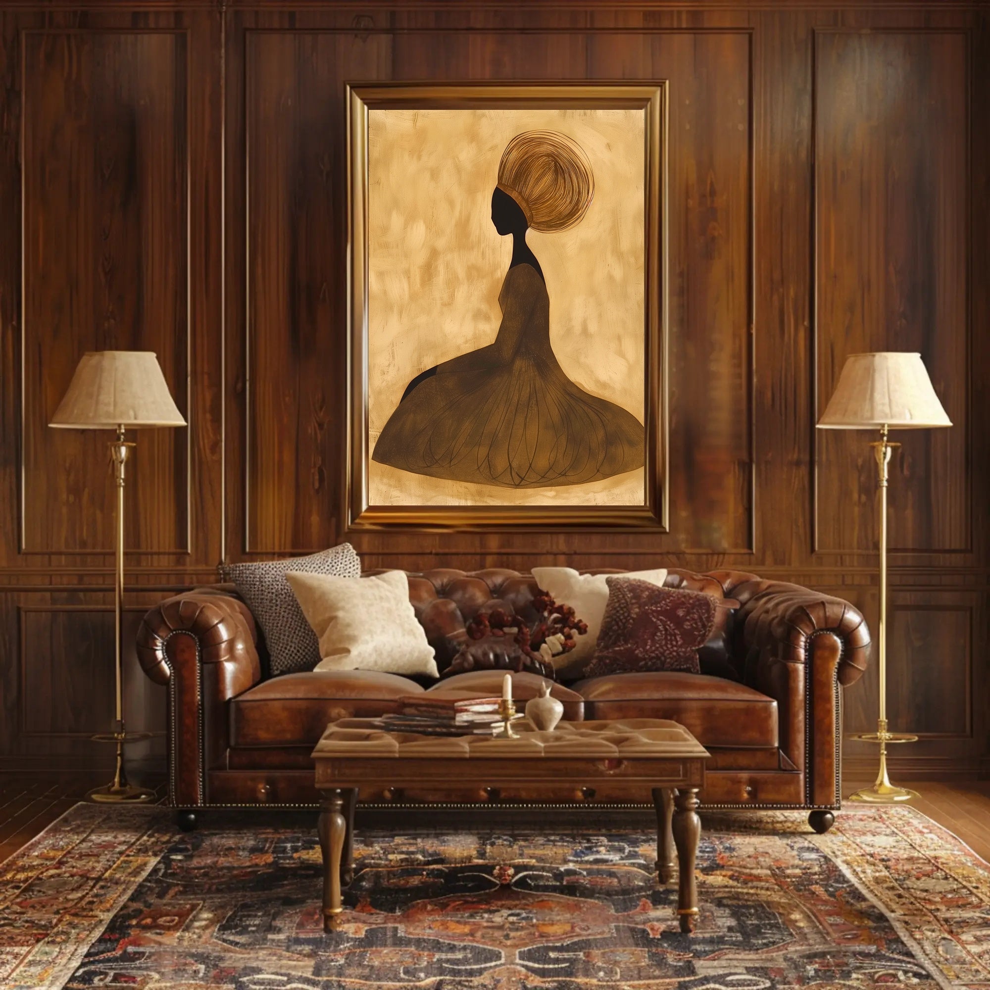 Silhouette Gold Poster Minimalist Abstract Wall Art