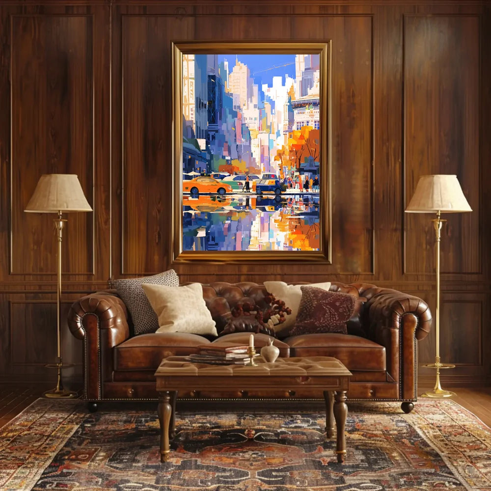 Vibrant Urban Cityscape Poster: Modern Artistic Style