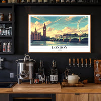 London's Iconic Landmarks Explored in Urban Cityscape Poster