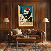 Pandas Winter Scene Poster