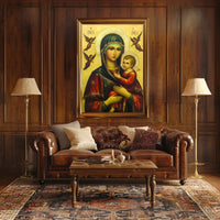 Virgin Mary and Baby Jesus with Angels Poster