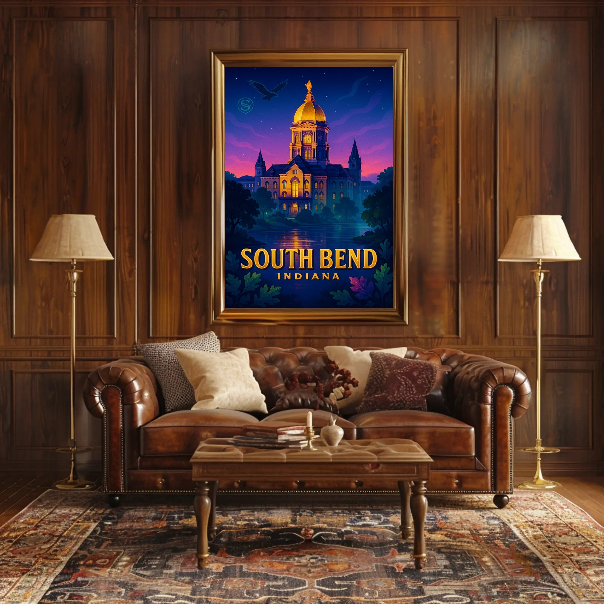 Illuminated Landmark in South Bend Poster