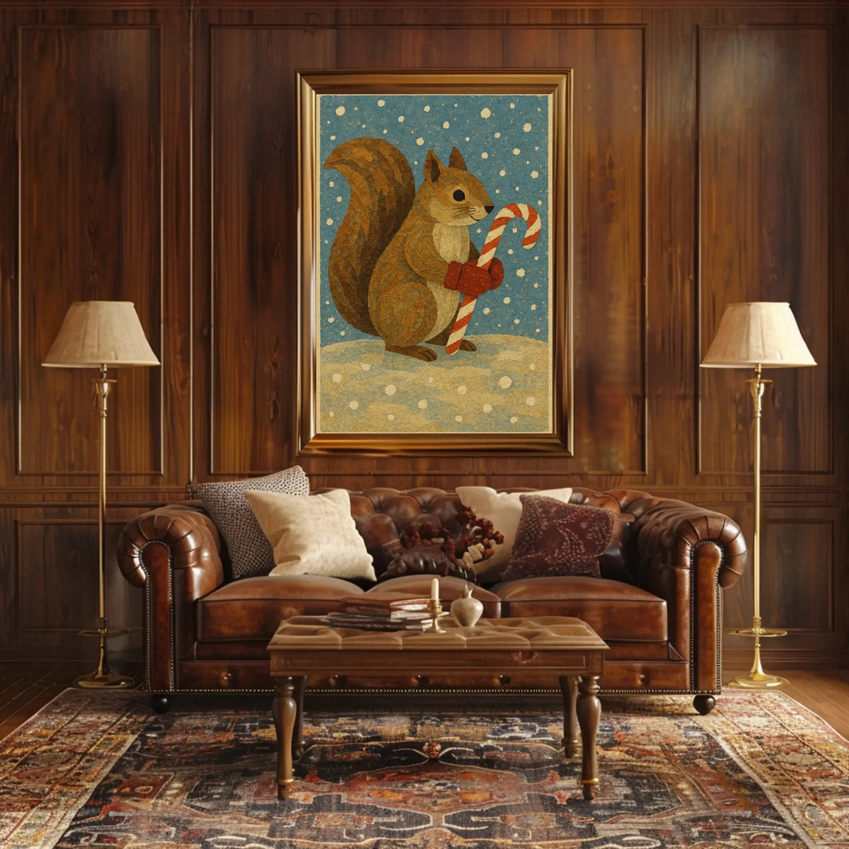 Squirrel Candy Cane Poster