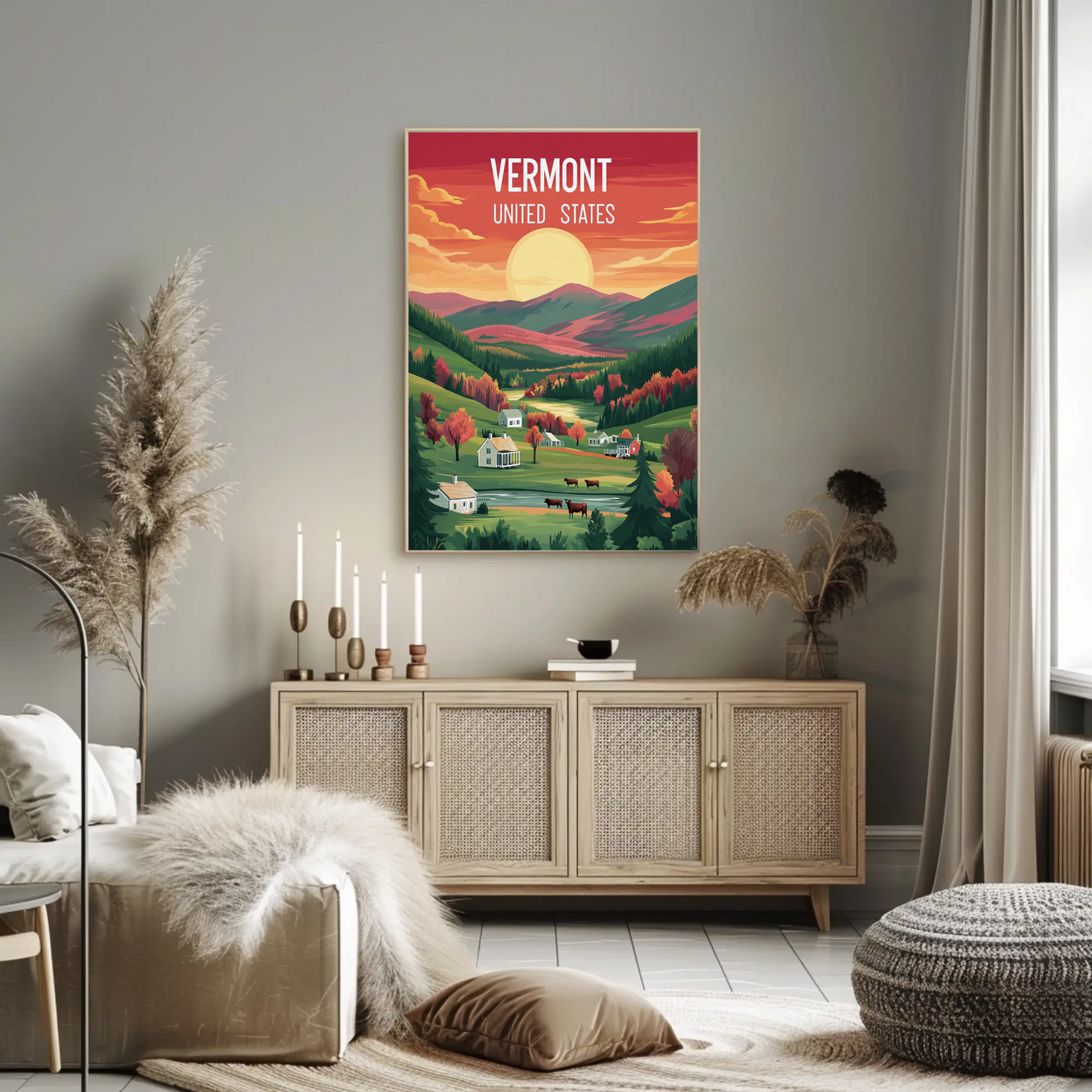 Vermont Vintage Poster - Sunset Valley