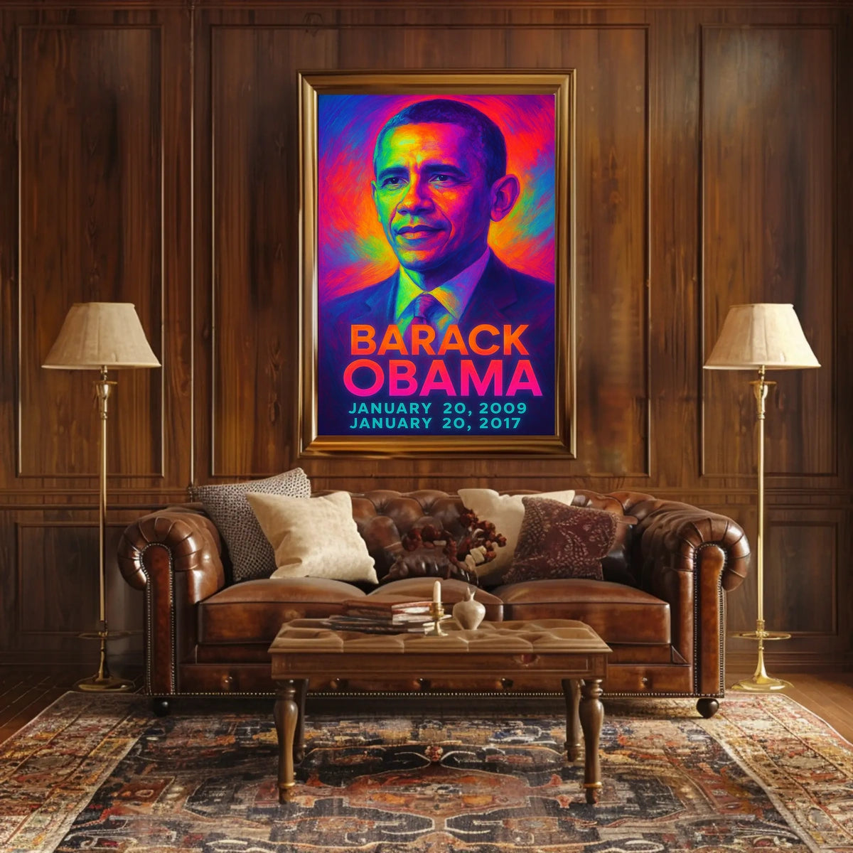 Barack Obama 44th President of the United States Neon Gradient Overlay Poster