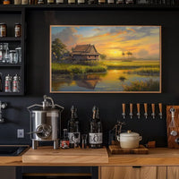 Serene Southeast Asian Sunset Rural Scene Poster