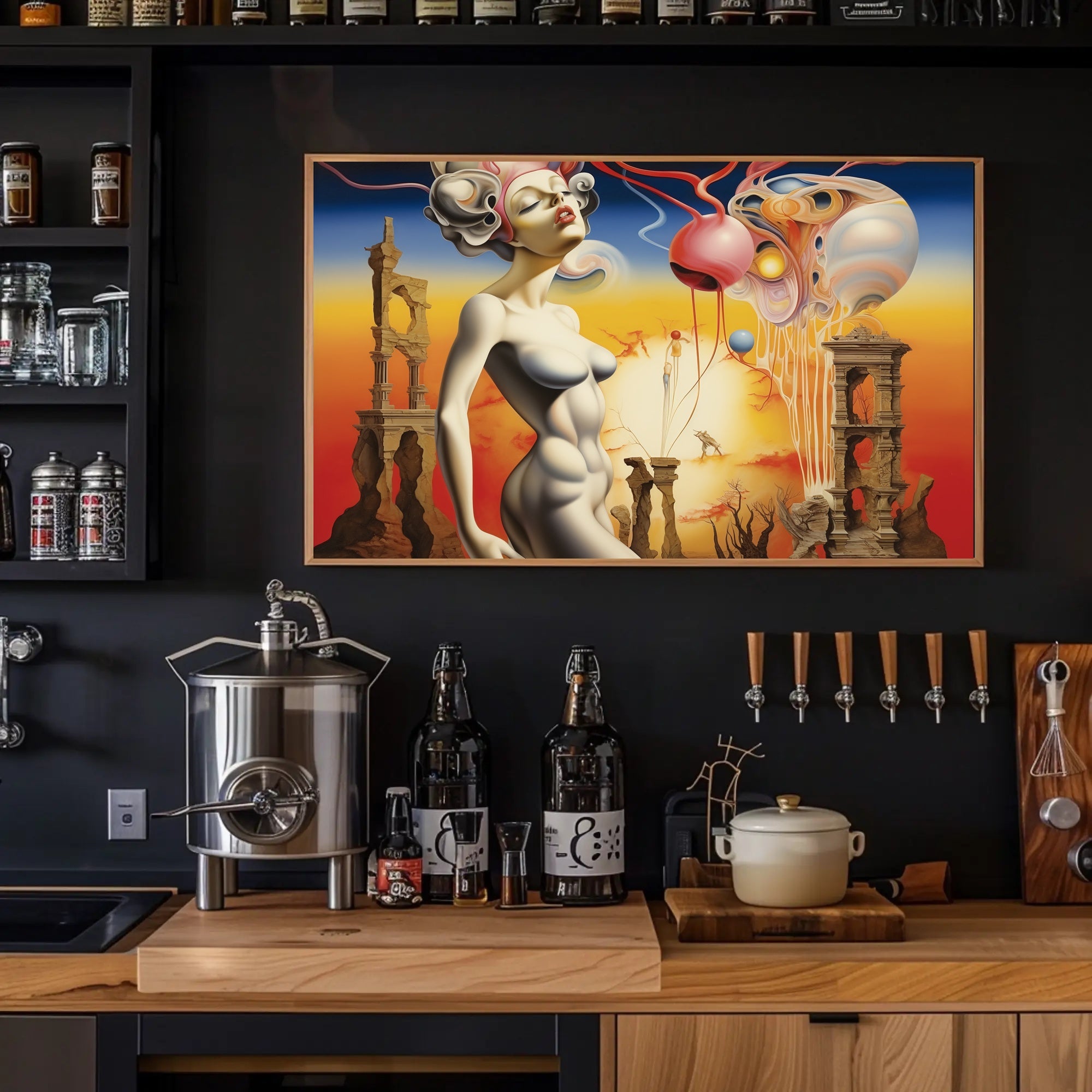 Surreal Dreamscape with Futuristic Figure - Abstract or Artistic Poster